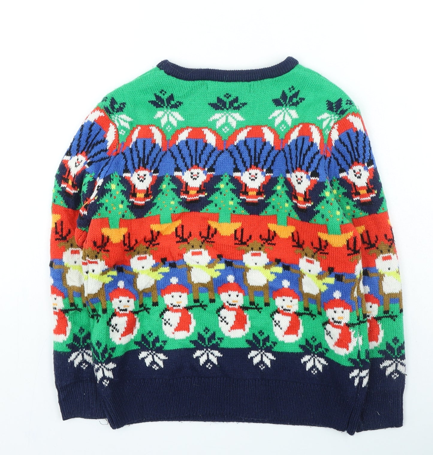 George Boys Multicoloured Round Neck Geometric Acrylic Pullover Jumper Size 7-8 Years Pullover - Christmas Jumper