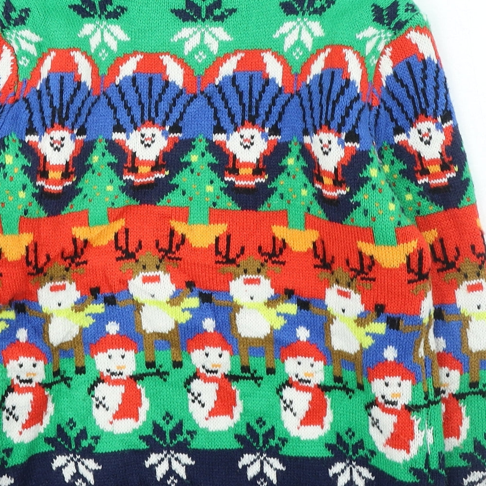 George Boys Multicoloured Round Neck Geometric Acrylic Pullover Jumper Size 7-8 Years Pullover - Christmas Jumper