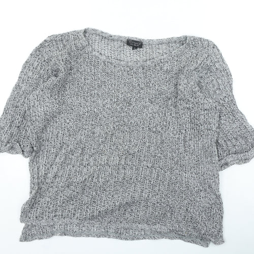 Topshop Womens Grey Round Neck Acrylic Pullover Jumper Size 14