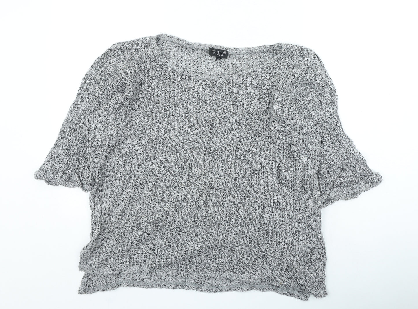 Topshop Womens Grey Round Neck Acrylic Pullover Jumper Size 14