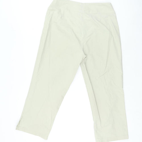Marks and Spencer Womens Beige Cotton Trousers Size 12 L25 in Regular Zip