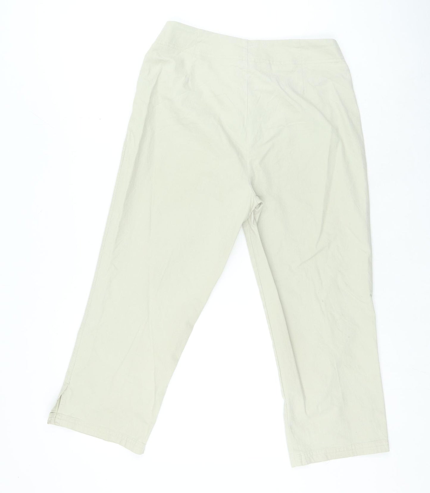 Marks and Spencer Womens Beige Cotton Trousers Size 12 L25 in Regular Zip
