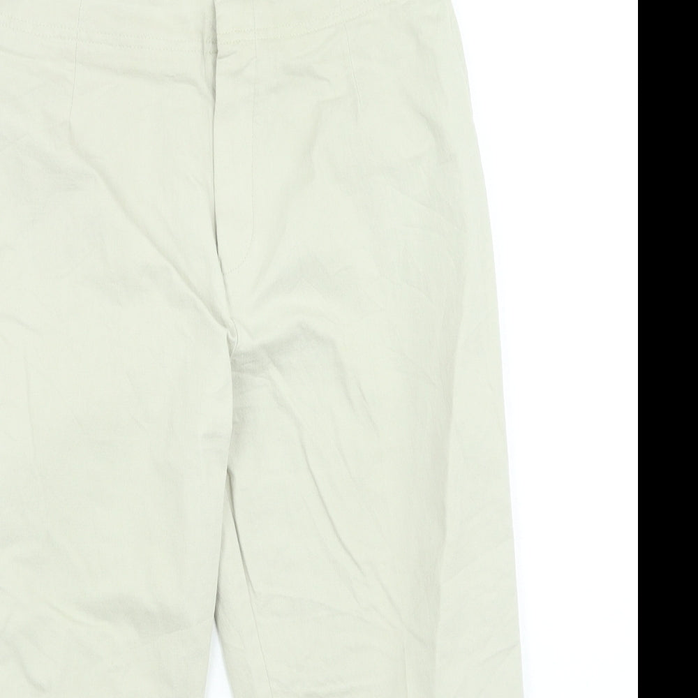 Marks and Spencer Womens Beige Cotton Trousers Size 12 L25 in Regular Zip