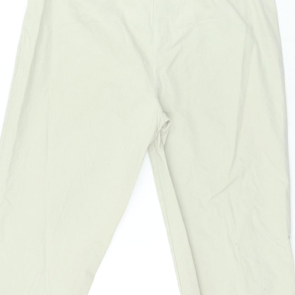 Marks and Spencer Womens Beige Cotton Trousers Size 12 L25 in Regular Zip