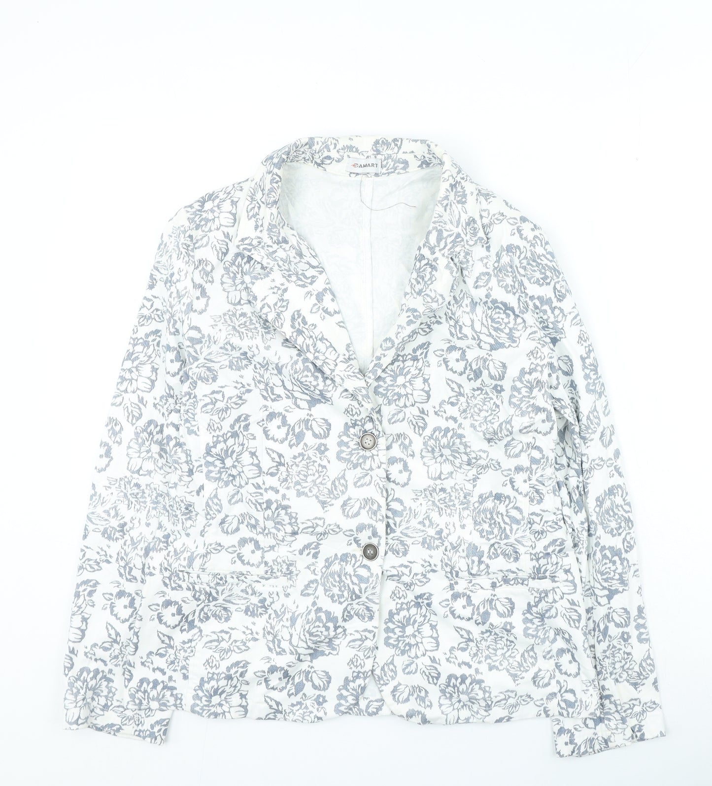 Damart Womens White Floral Jacket Size 14 Button