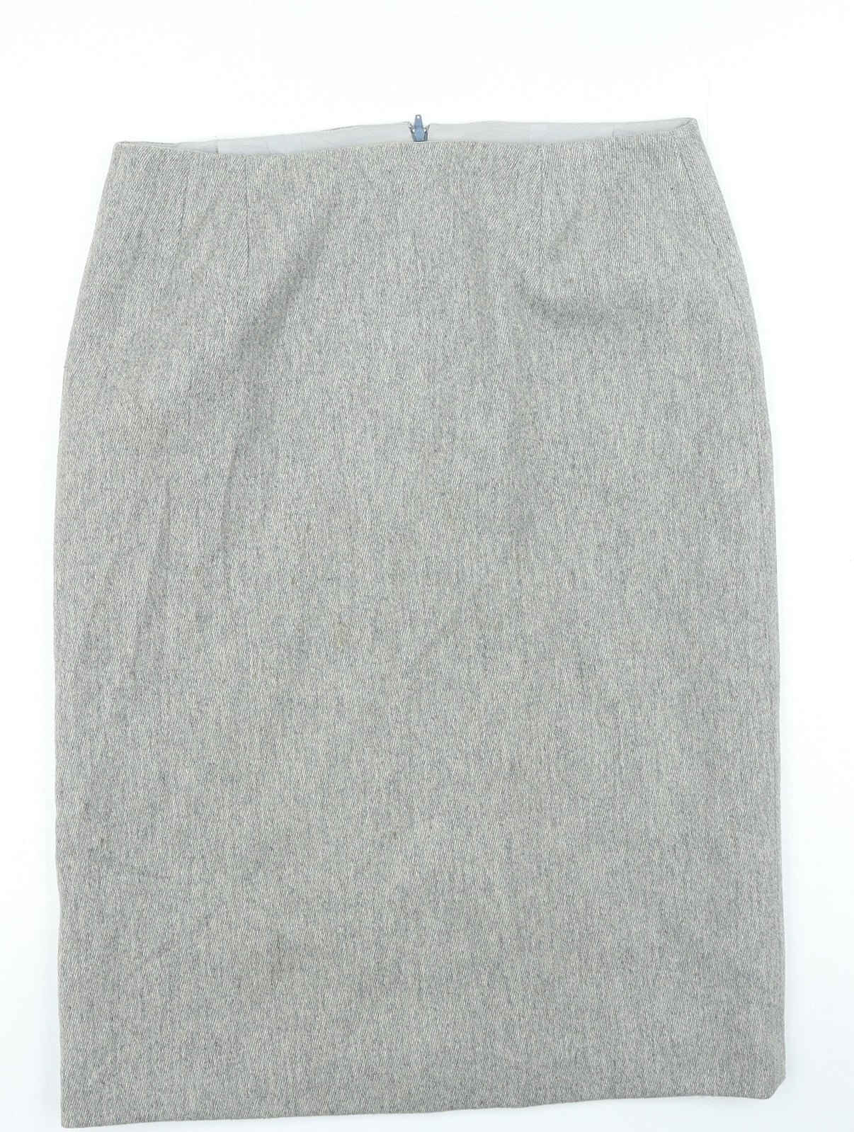 Preworn Womens Grey Polyester Straight & Pencil Skirt Size 34 in Zip
