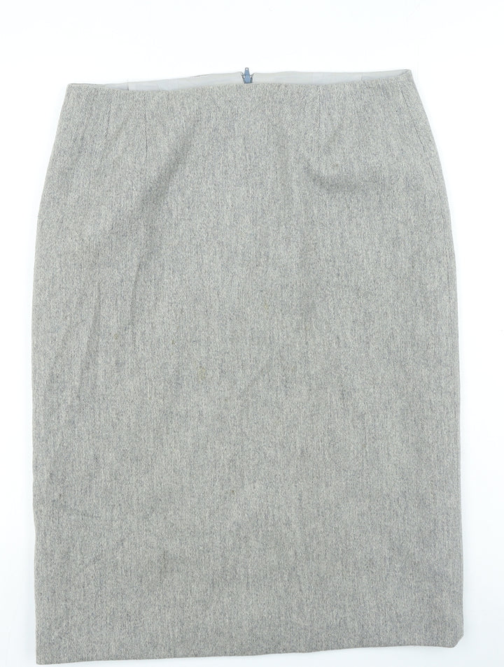 Preworn Womens Grey Polyester Straight & Pencil Skirt Size 34 in Zip
