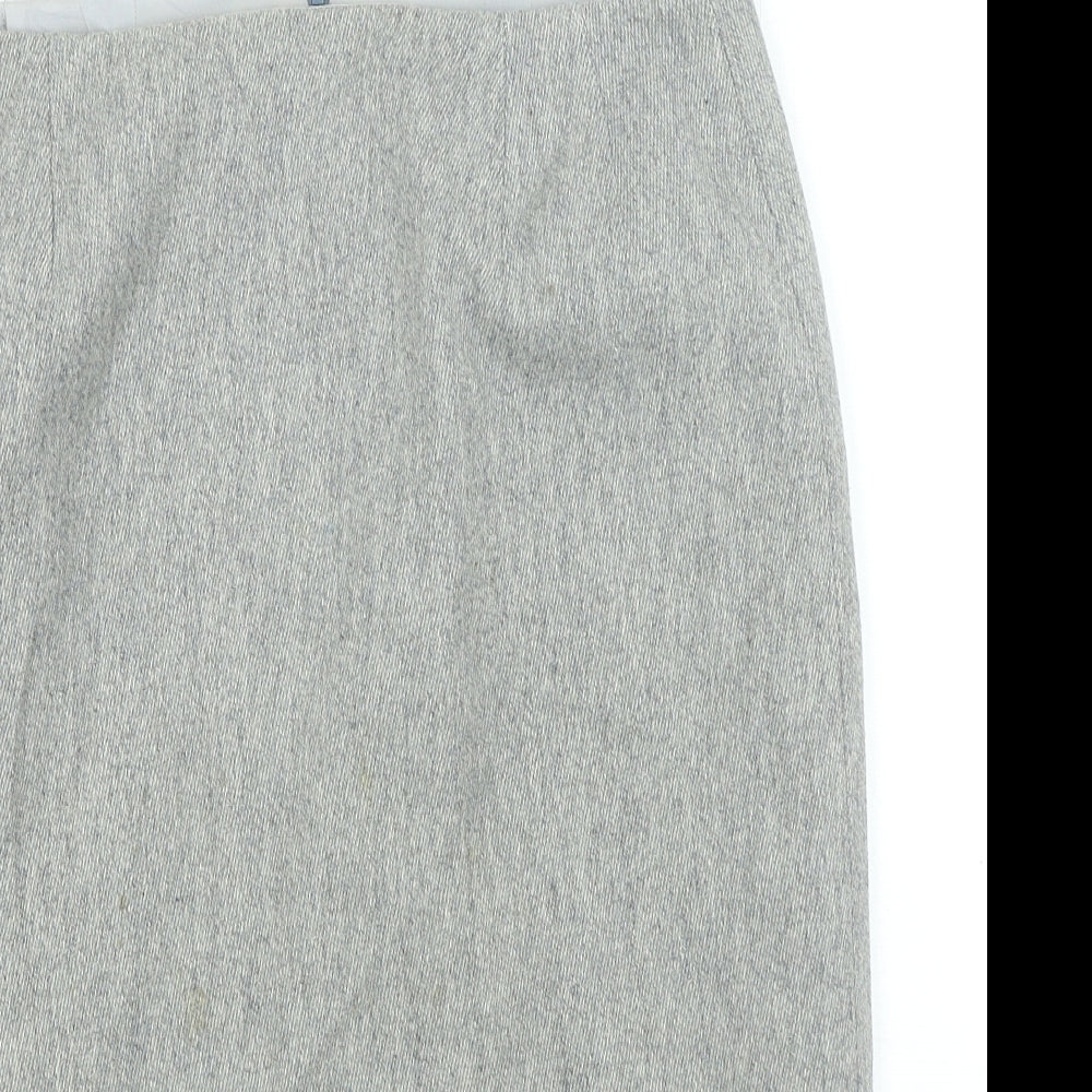Preworn Womens Grey Polyester Straight & Pencil Skirt Size 34 in Zip