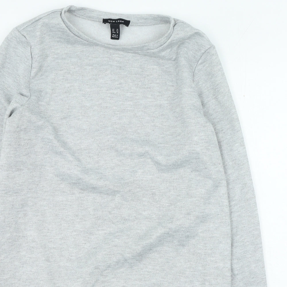 New Look Womens Grey Polyester Jumper Dress Size 14 Round Neck Pullover
