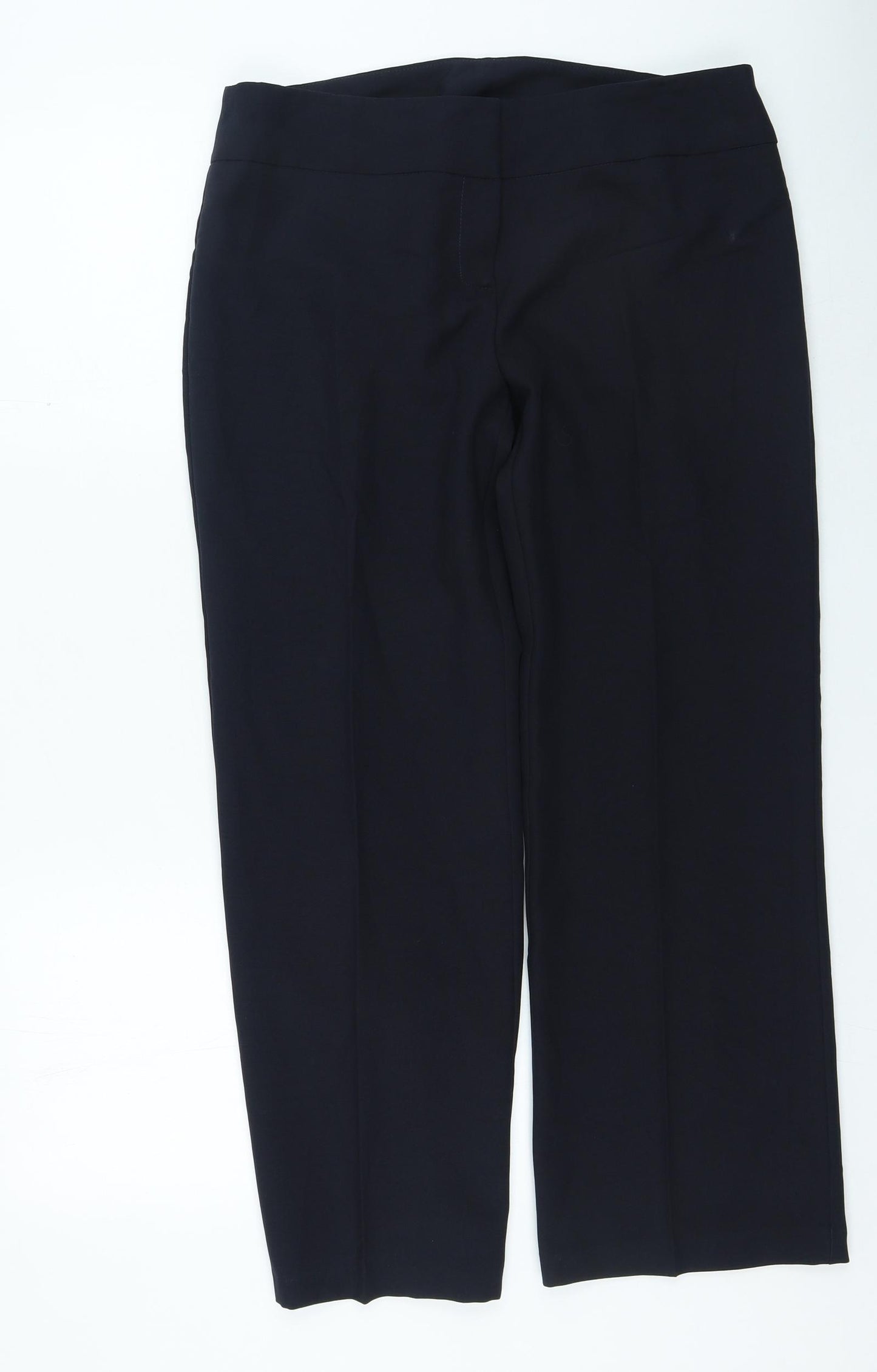 F&F Womens Blue Polyester Trousers Size 14 L26 in Regular Zip