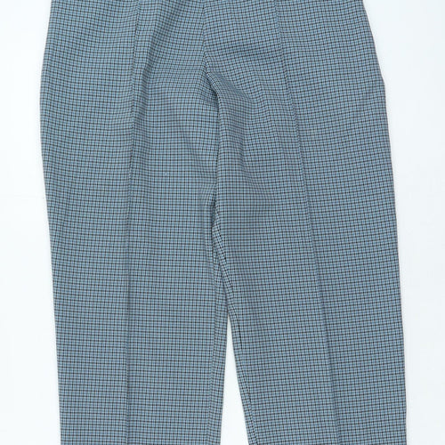 Marks and Spencer Womens Blue Check Polyester Trousers Size 30 in L23 in Regular