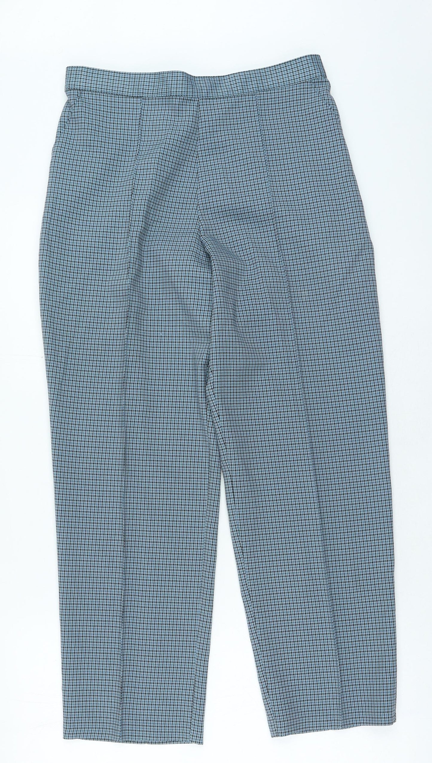 Marks and Spencer Womens Blue Check Polyester Trousers Size 30 in L23 in Regular