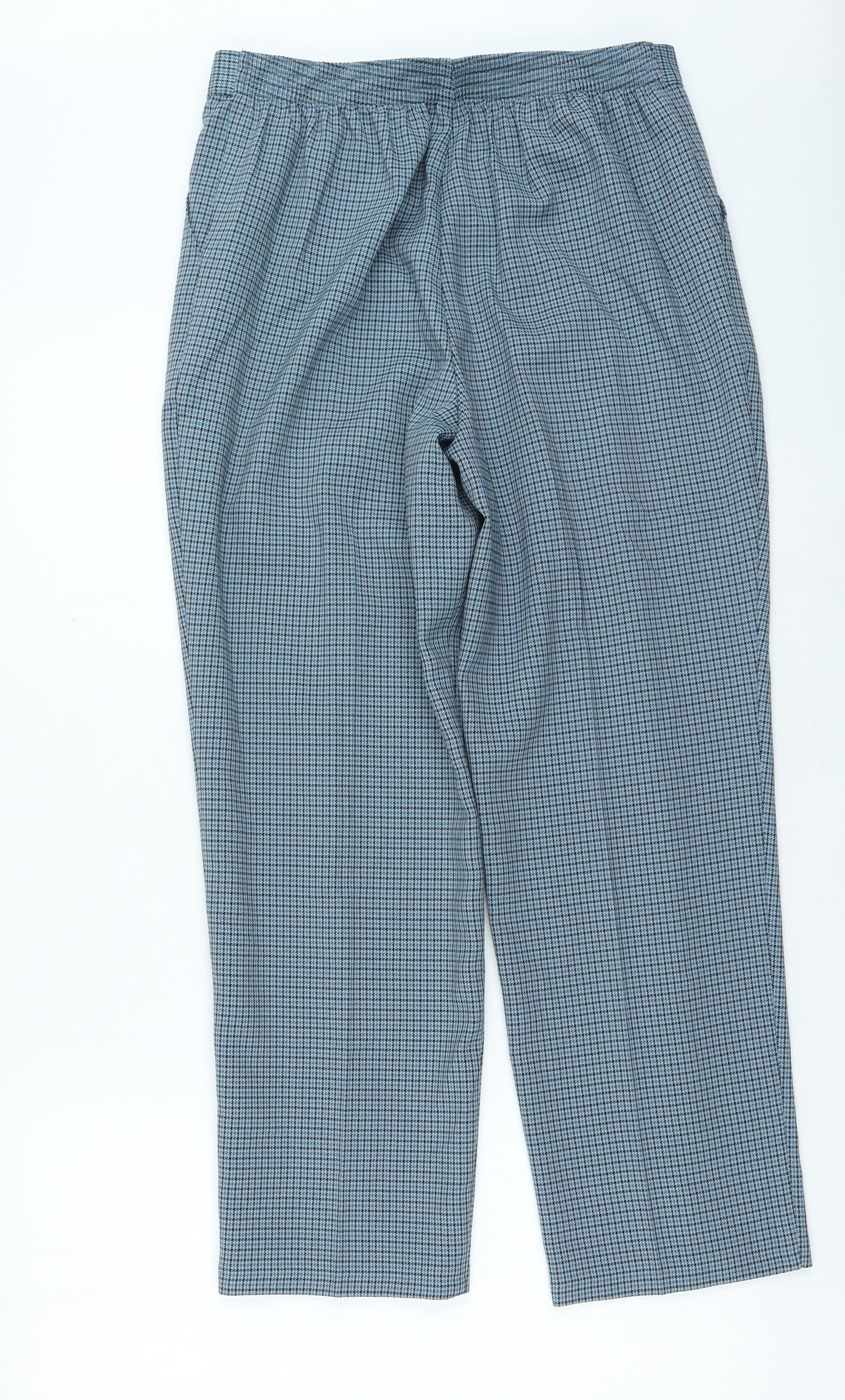 Marks and Spencer Womens Blue Check Polyester Trousers Size 30 in L23 in Regular