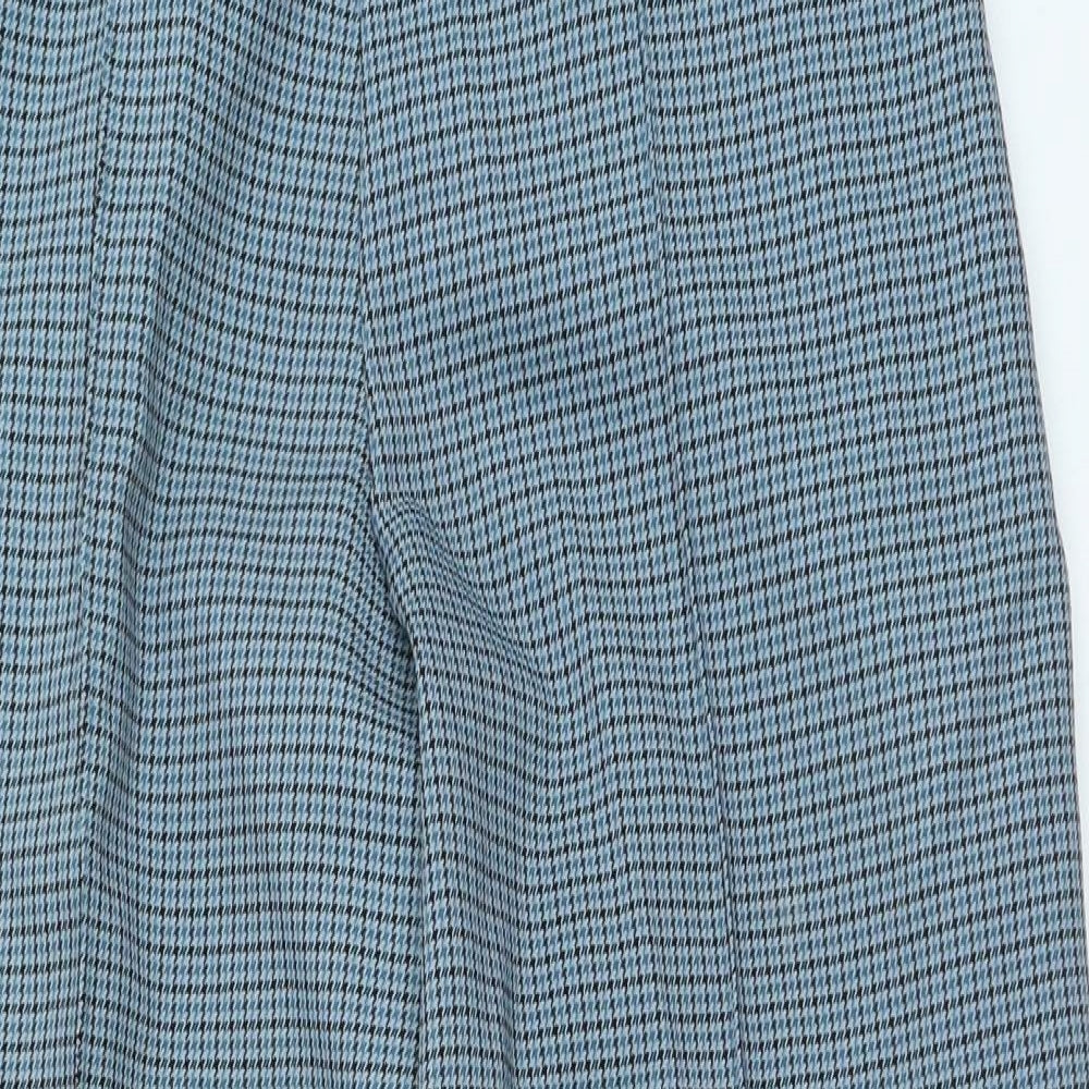 Marks and Spencer Womens Blue Check Polyester Trousers Size 30 in L23 in Regular