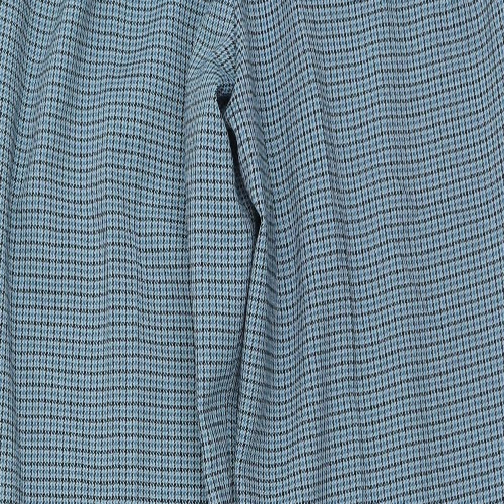 Marks and Spencer Womens Blue Check Polyester Trousers Size 30 in L23 in Regular