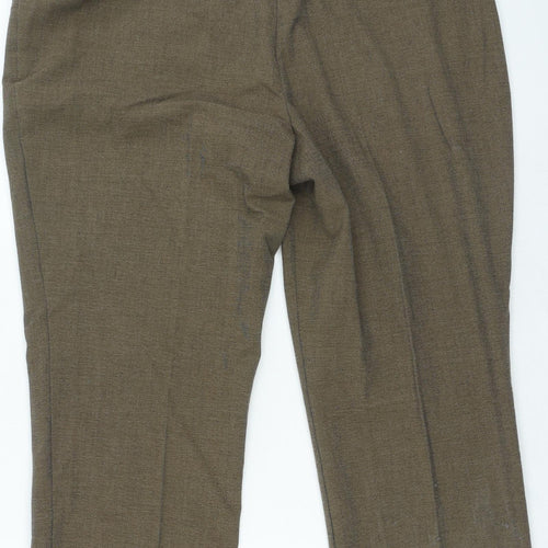 Marks and Spencer Womens Brown Polyester Cropped Trousers Size 14 L25 in Regular Zip