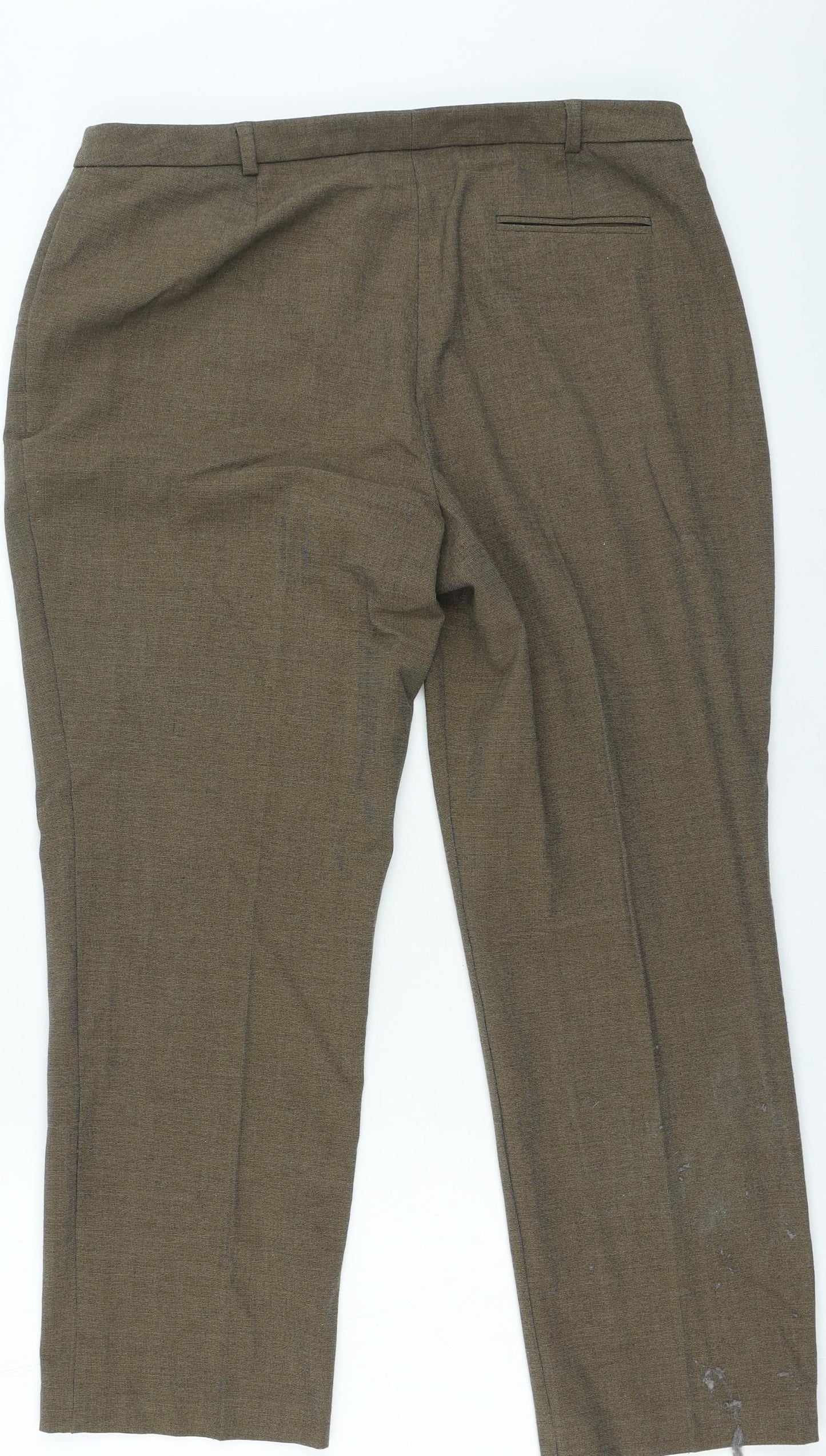 Marks and Spencer Womens Brown Polyester Cropped Trousers Size 14 L25 in Regular Zip