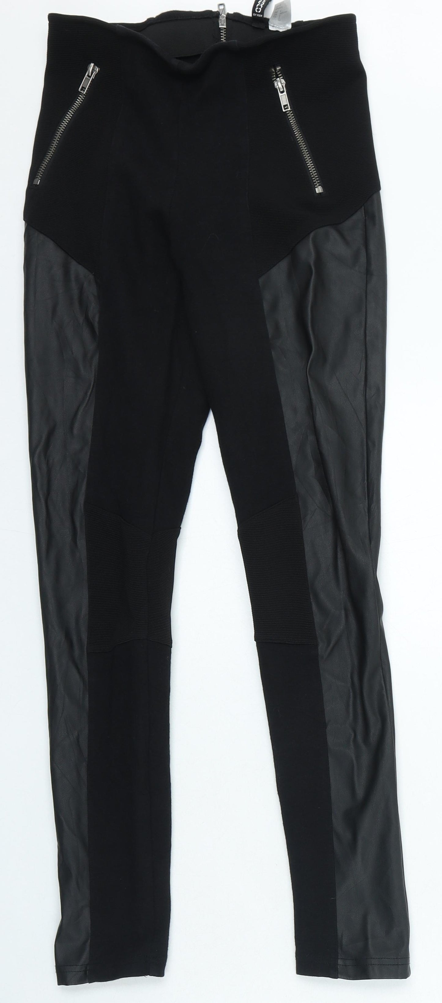H&M Womens Black Cotton Jegging Leggings Size 4 L25 in