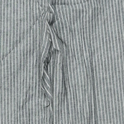 Tisaia Womens Grey Striped Cotton Trousers Size 38 L25 in Regular Drawstring