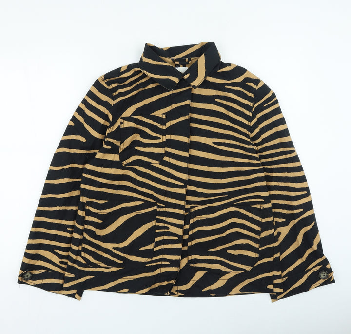 H&M Womens Brown Animal Print Jacket Size 8 Button