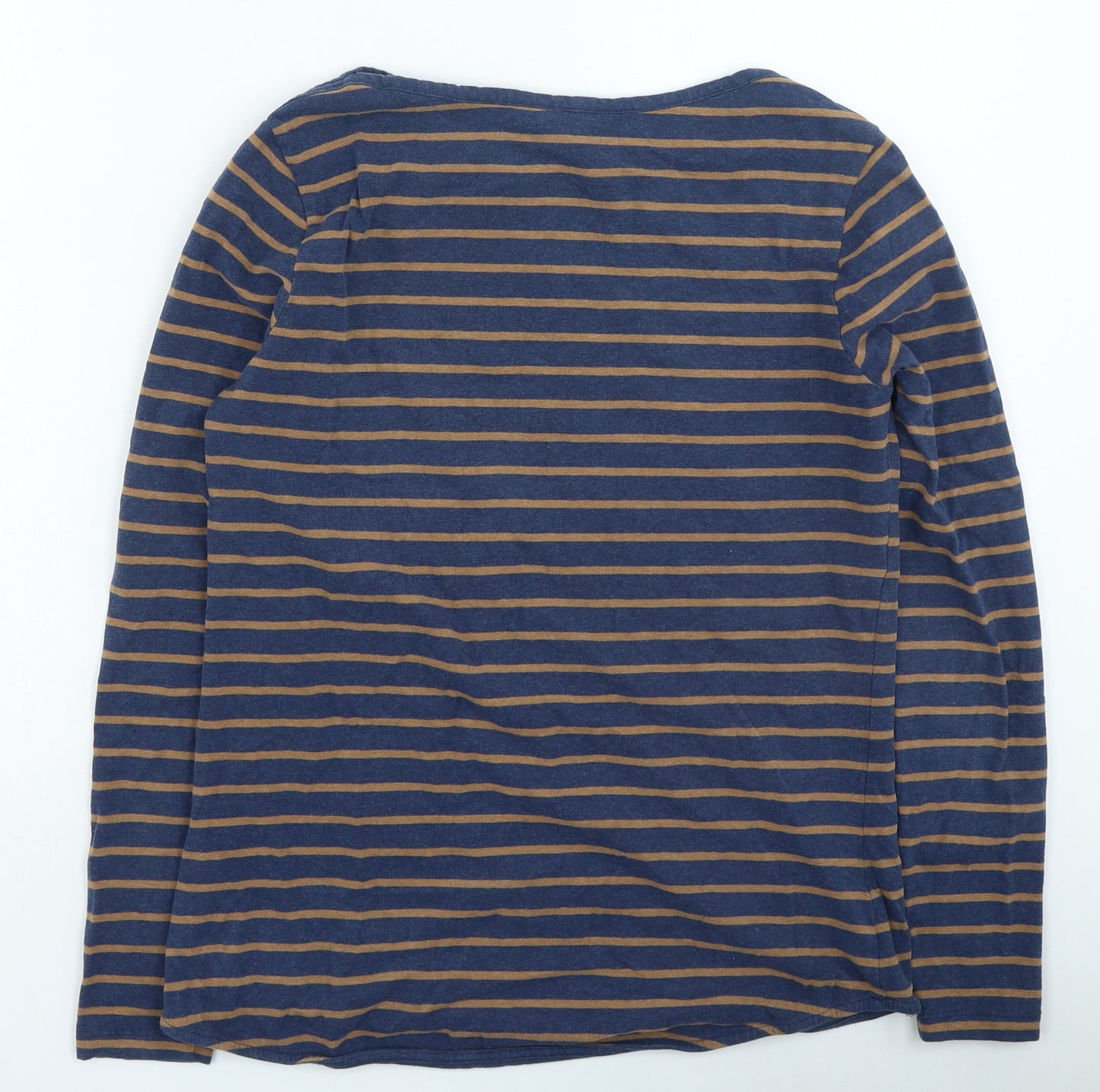 Fat Face Womens Blue Striped Cotton Basic T-Shirt Size 8 Round Neck