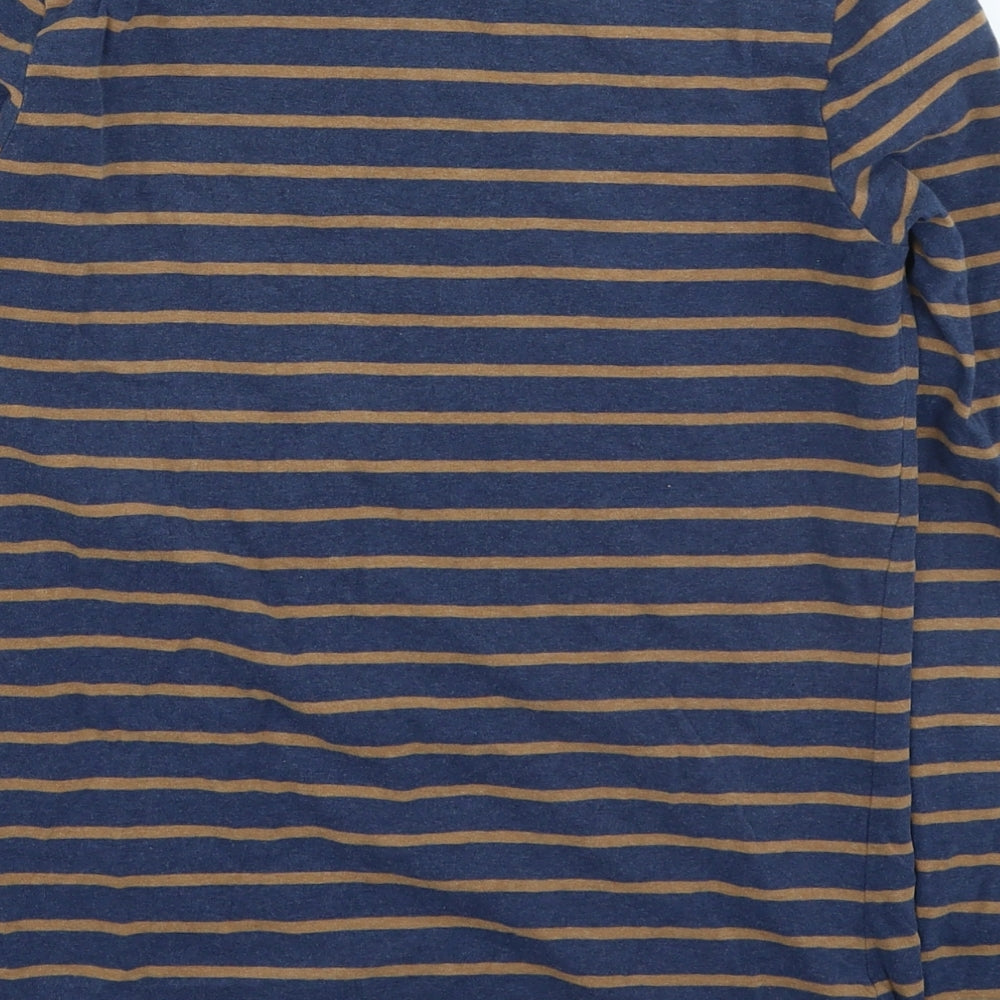 Fat Face Womens Blue Striped Cotton Basic T-Shirt Size 8 Round Neck