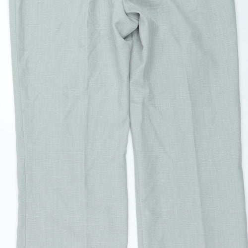 Jeff & Co Womens Grey Striped Polyester Trousers Size 14 L29 in Regular Zip