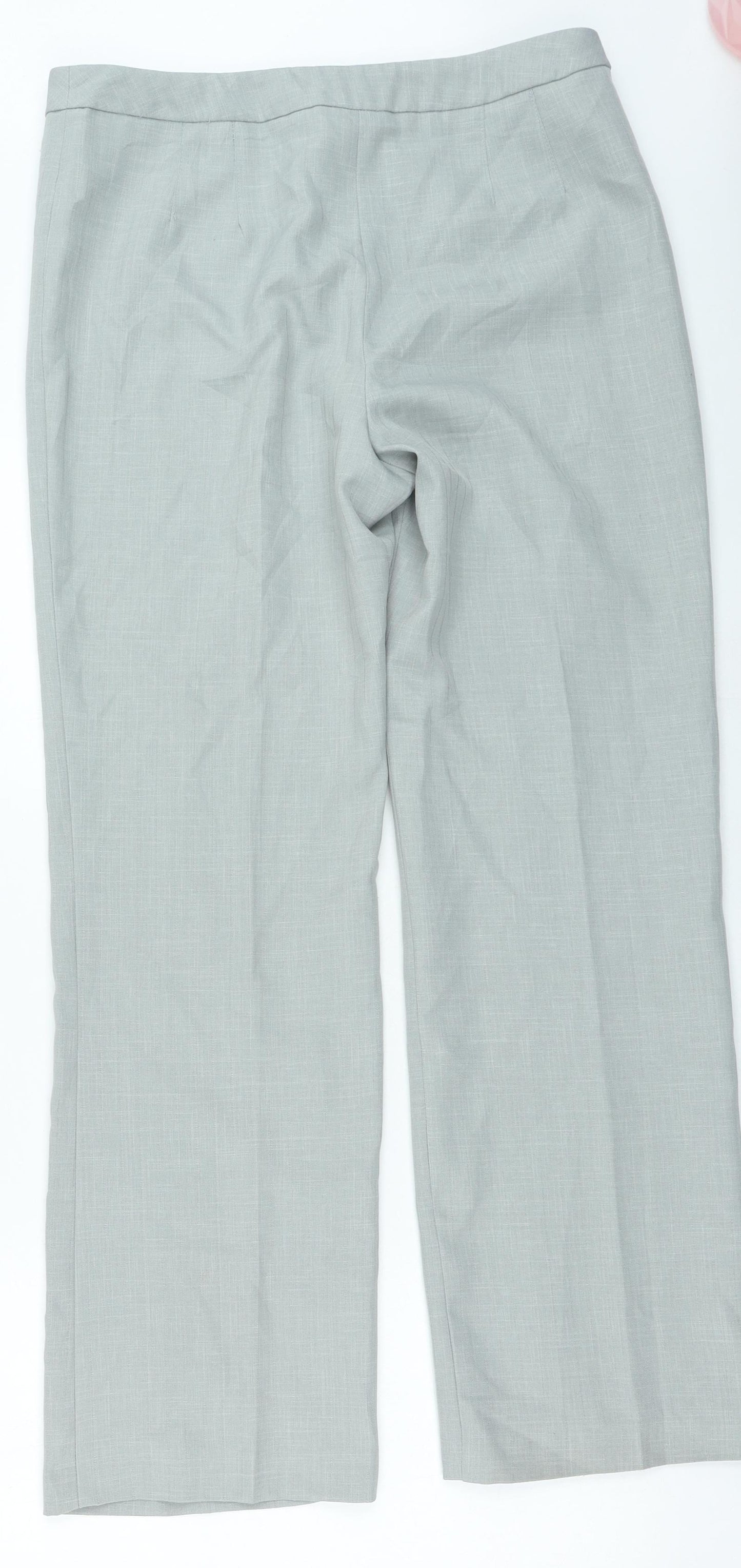 Jeff & Co Womens Grey Striped Polyester Trousers Size 14 L29 in Regular Zip