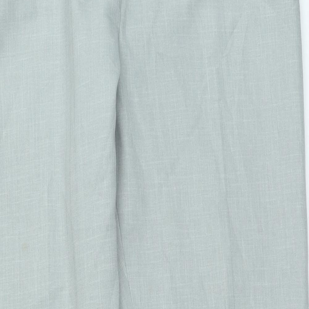 Jeff & Co Womens Grey Striped Polyester Trousers Size 14 L29 in Regular Zip