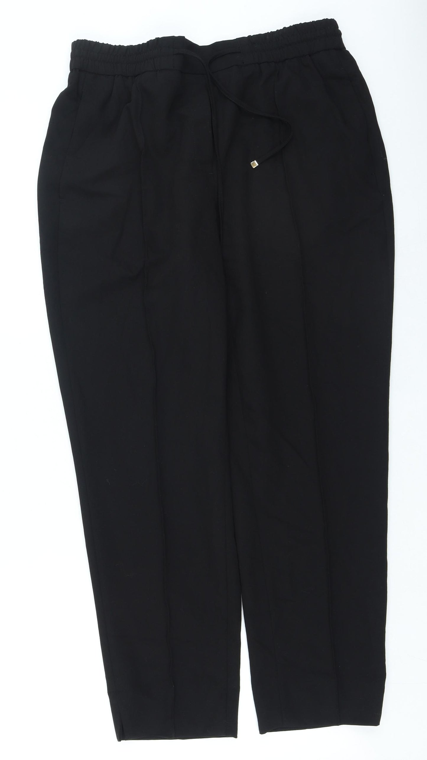 H&M Womens Black Polyester Jogger Trousers Size 14 L26 in Regular Drawstring