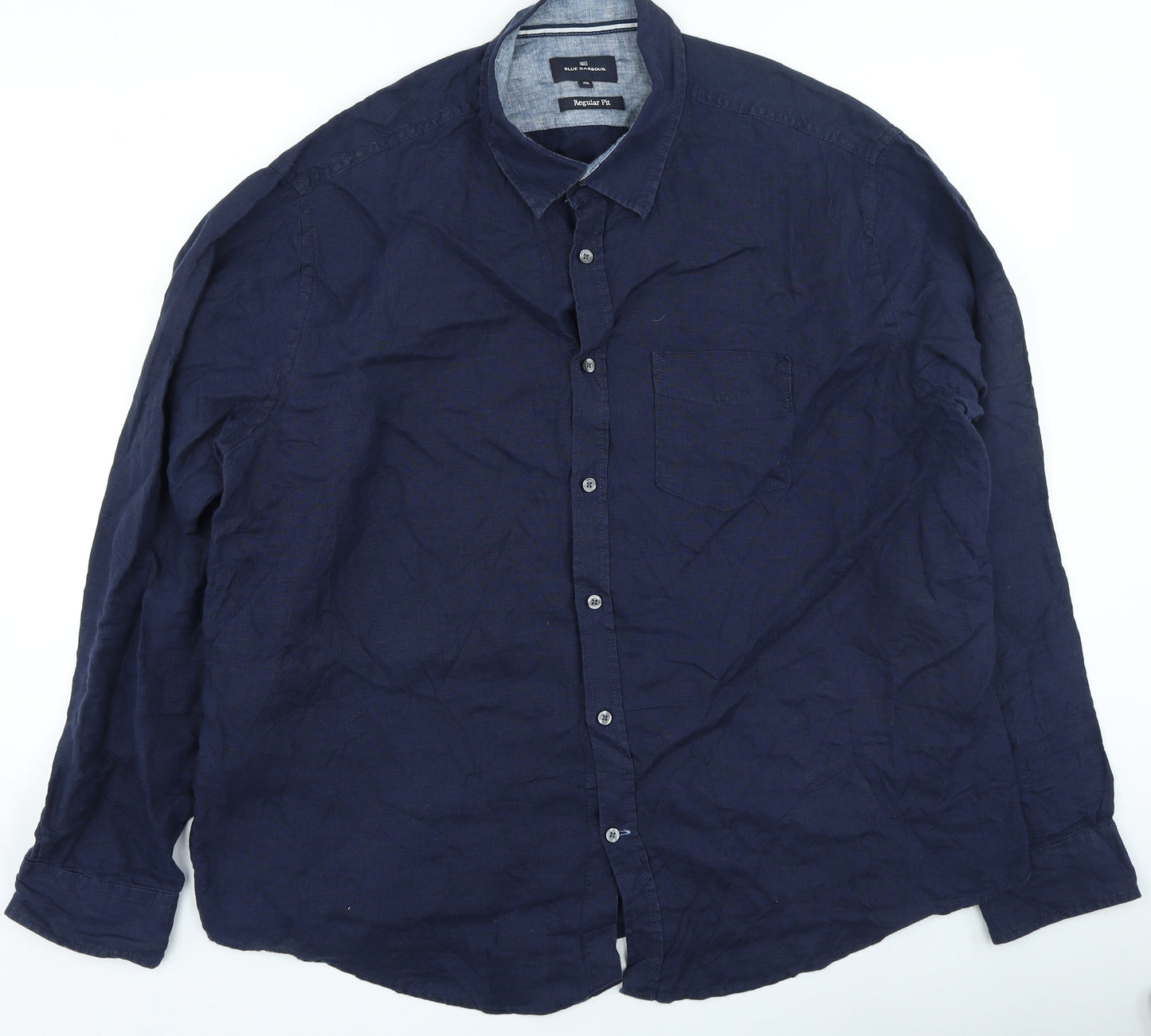 Blue Harbour Womens Blue Cotton Basic Button-Up Size 2XL Collared