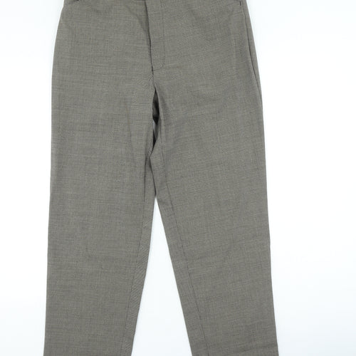 Preworn Womens Brown Plaid Polyester Trousers Size 34 in L29 in Regular Zip
