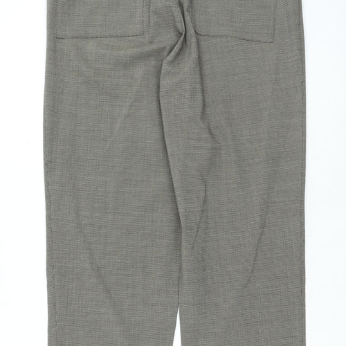 Preworn Womens Brown Plaid Polyester Trousers Size 34 in L29 in Regular Zip