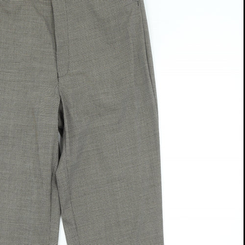 Preworn Womens Brown Plaid Polyester Trousers Size 34 in L29 in Regular Zip