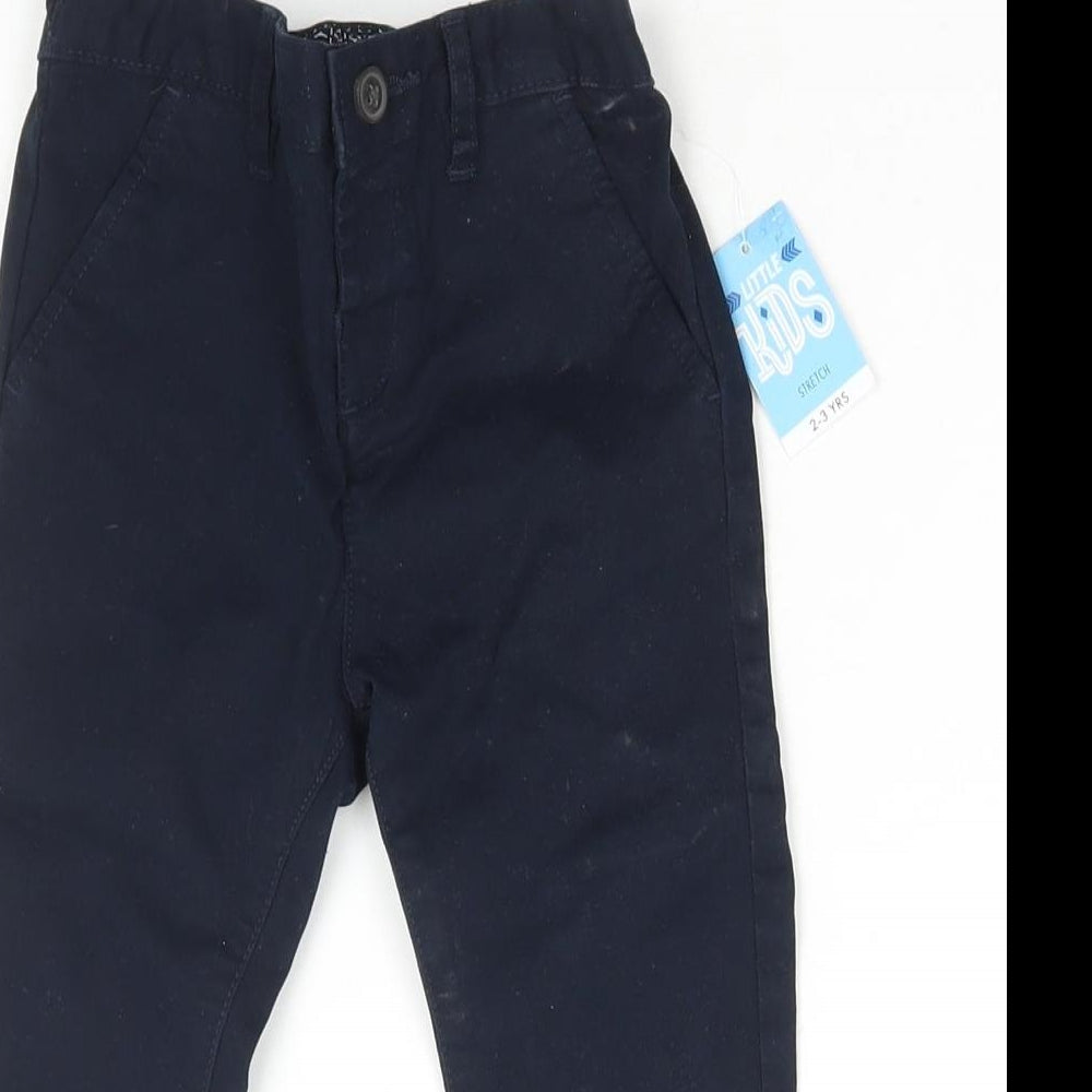 Matalan Boys Blue Cotton Chino Trousers Size 2-3 Years Regular Button
