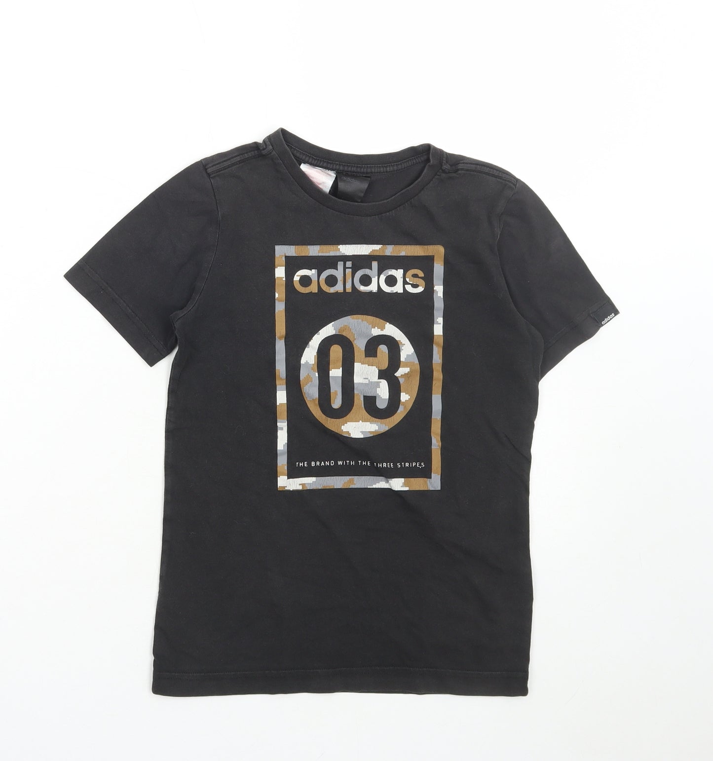 adidas Boys Grey Cotton Pullover T-Shirt Size 9-10 Years Round Neck Pullover - The brand with three stripes