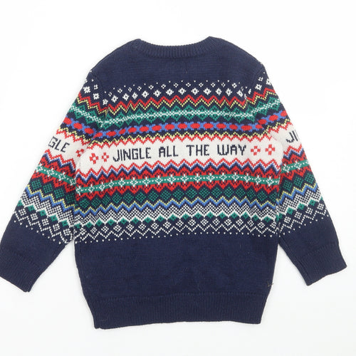 F&F Boys Multicoloured Round Neck Fair Isle Acrylic Pullover Jumper Size 4-5 Years Pullover - Jingle all the way, Christmas