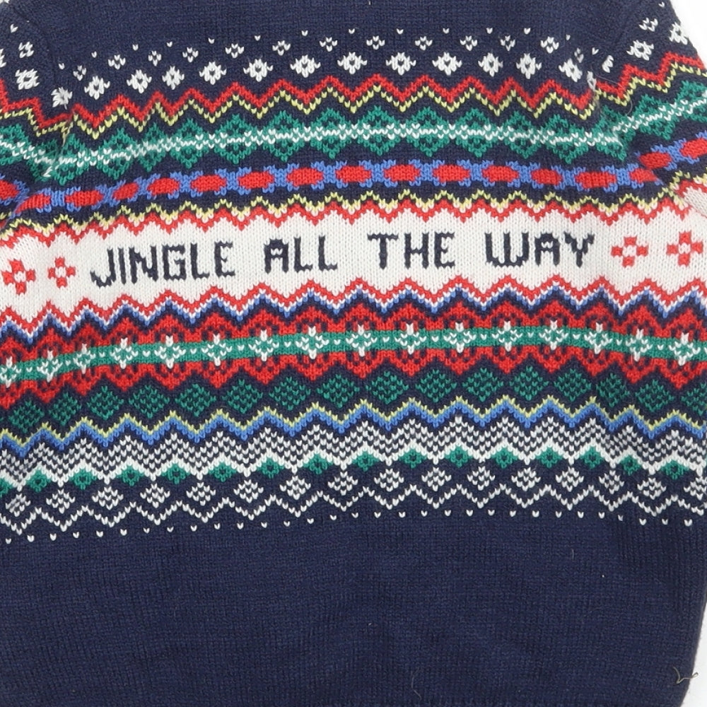 F&F Boys Multicoloured Round Neck Fair Isle Acrylic Pullover Jumper Size 4-5 Years Pullover - Jingle all the way, Christmas