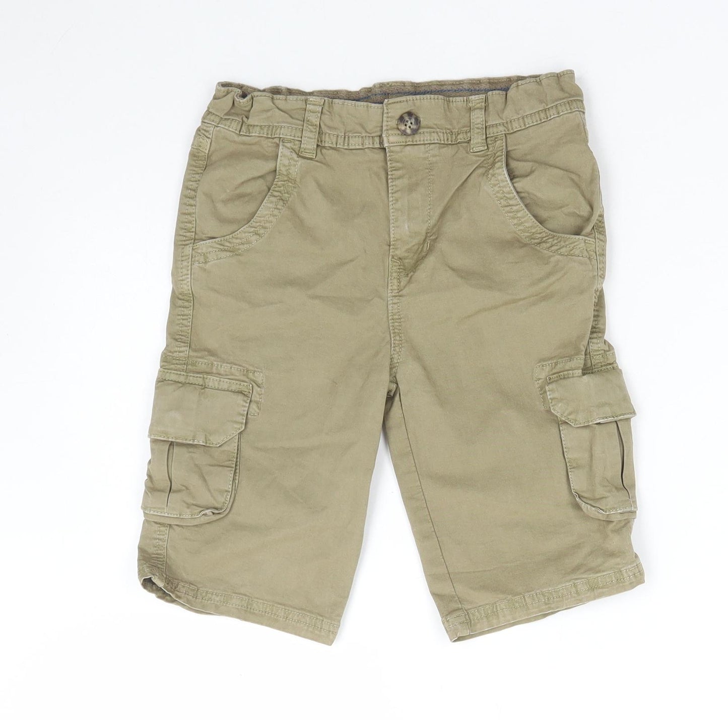 Mothercare Boys Beige Cotton Cargo Shorts Size 9-10 Years Regular Zip