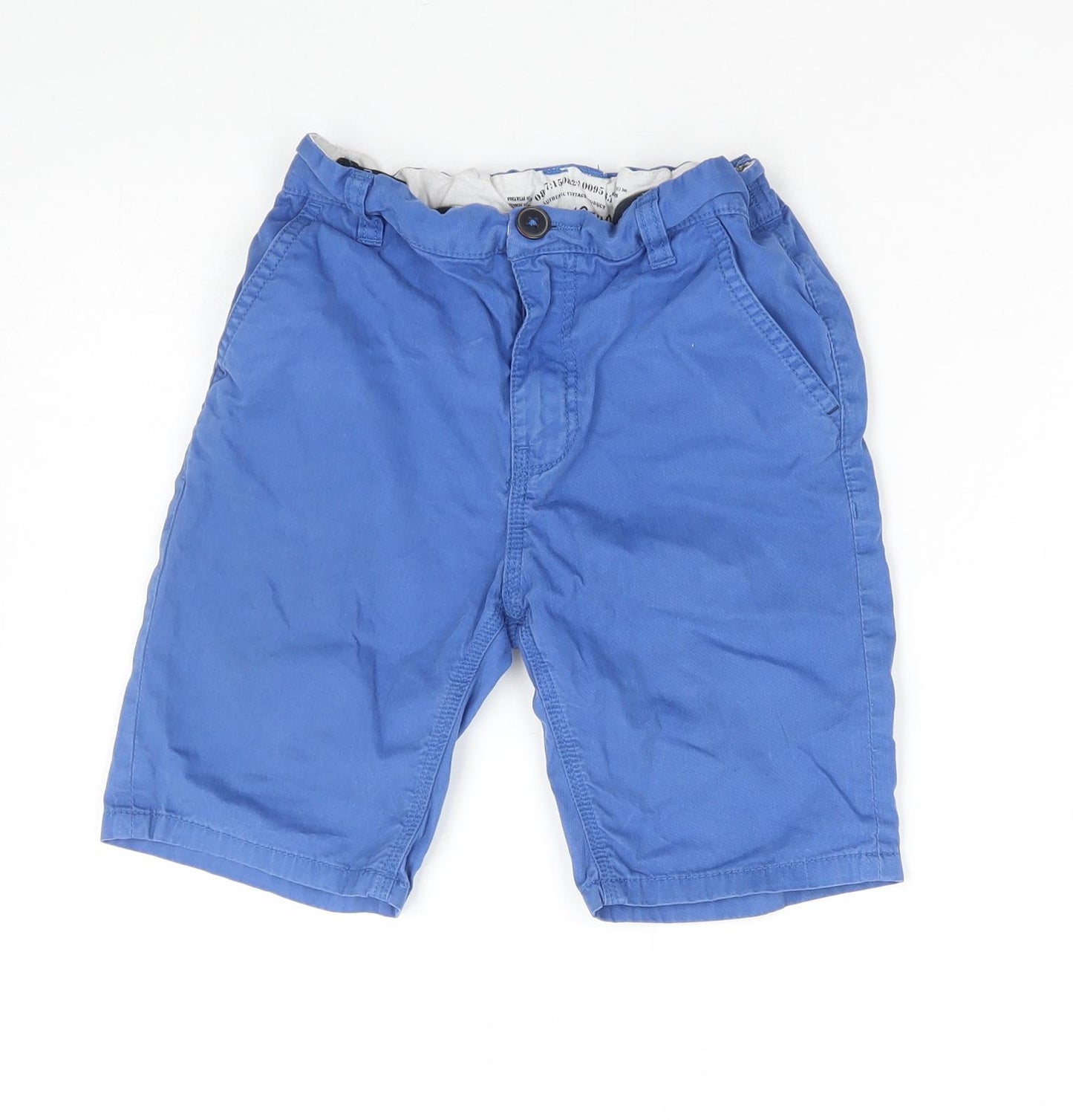 Dunnes Stores Boys Blue Cotton Chino Shorts Size 8 Years Regular Zip