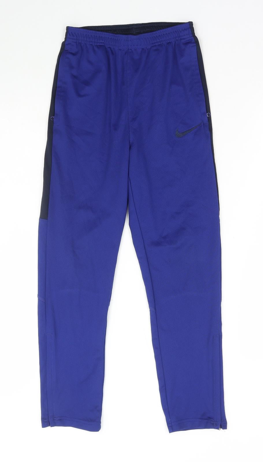 Nike Boys Blue Polyester Jogger Trousers Size L Regular Drawstring