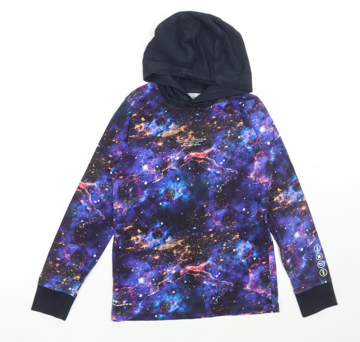 NEXT Boys Multicoloured Geometric Cotton Pullover Hoodie Size 10 Years Pullover - Galaxy Print