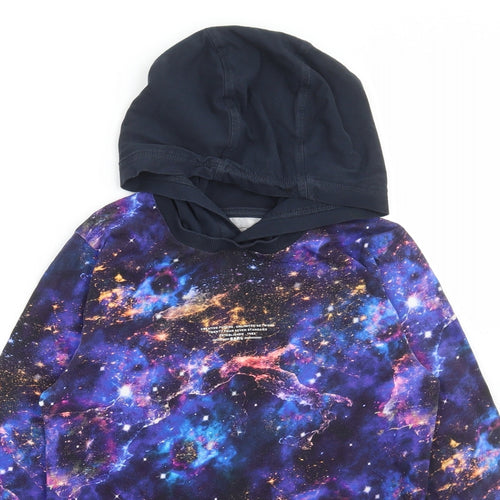 NEXT Boys Multicoloured Geometric Cotton Pullover Hoodie Size 10 Years Pullover - Galaxy Print
