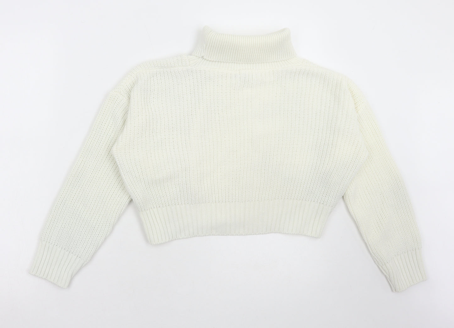 Boohoo Womens Ivory Roll Neck Acrylic Pullover Jumper Size S