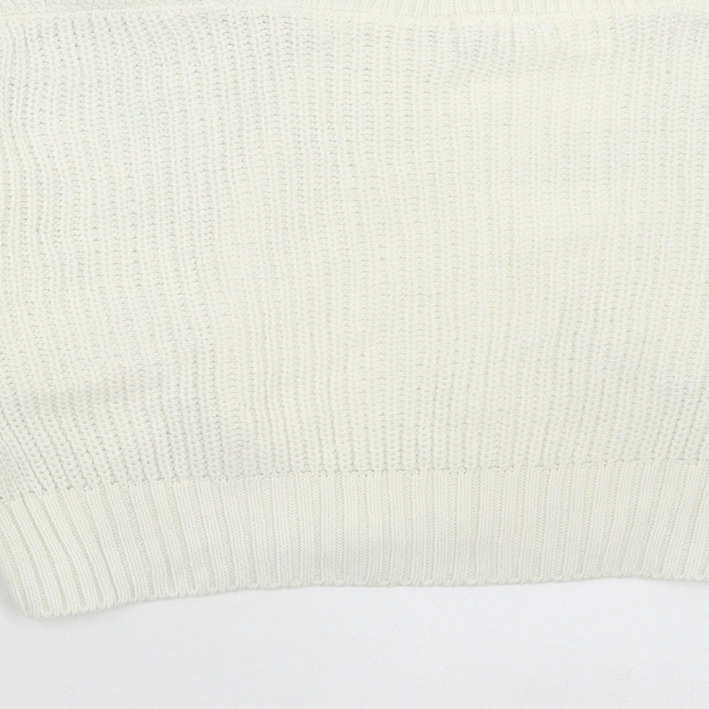 Boohoo Womens Ivory Roll Neck Acrylic Pullover Jumper Size S