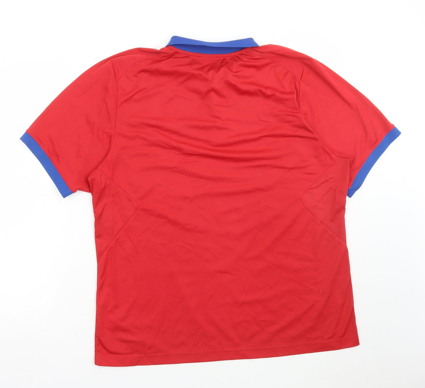 Umbro Mens Red Polyester Polo Size XL Collared Button - Football