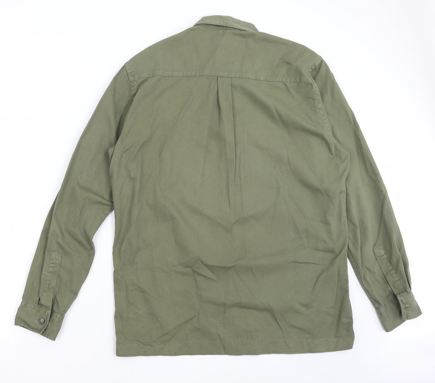 Matalan Mens Green Cotton Button-Up Size L Collared Button