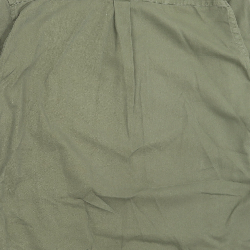 Matalan Mens Green Cotton Button-Up Size L Collared Button