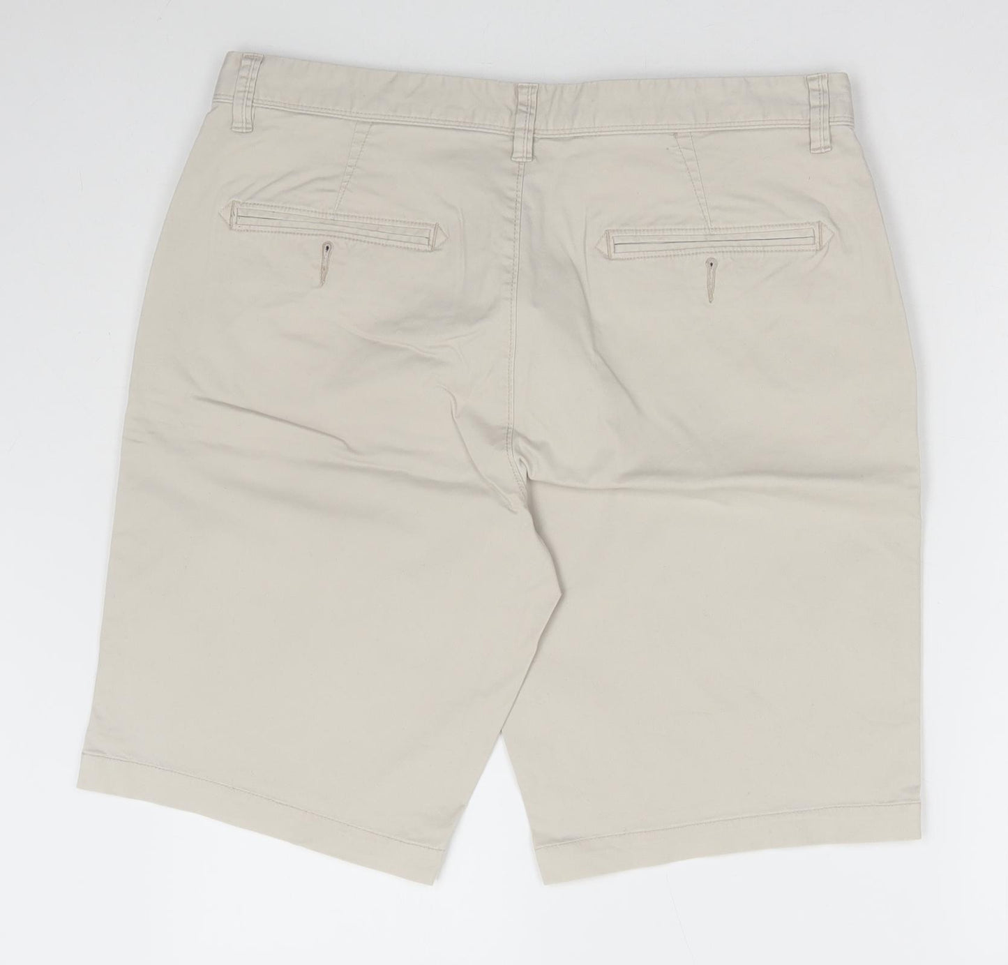 Dunnes Stores Mens Beige Cotton Chino Shorts Size 36 in L11 in Regular Zip