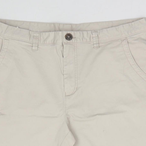 Dunnes Stores Mens Beige Cotton Chino Shorts Size 36 in L11 in Regular Zip